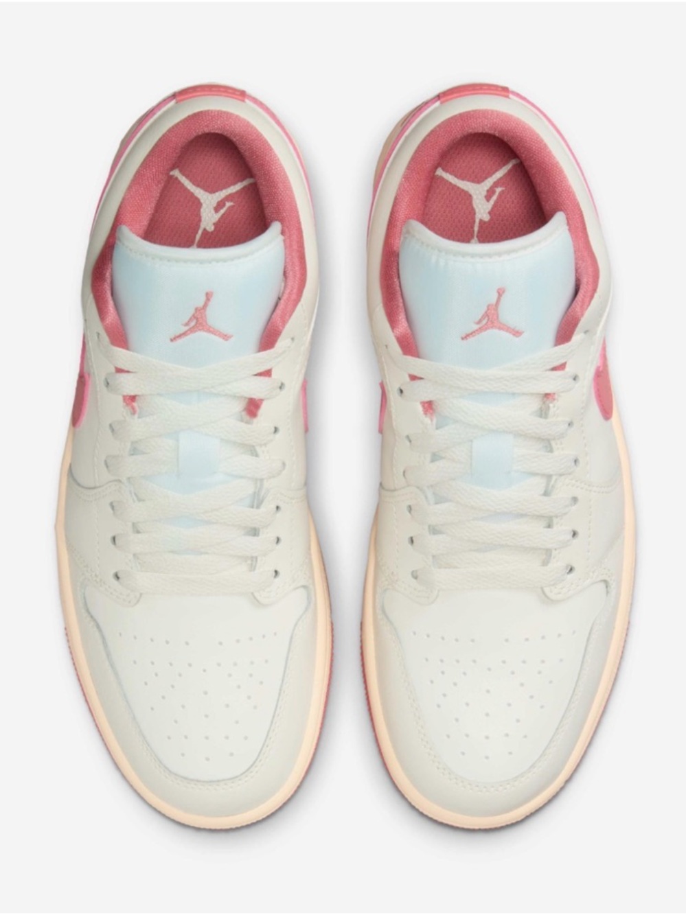 Woman’s Size 9.5 Jordan Low Top Sneakers in White, Pink & Light Blue
